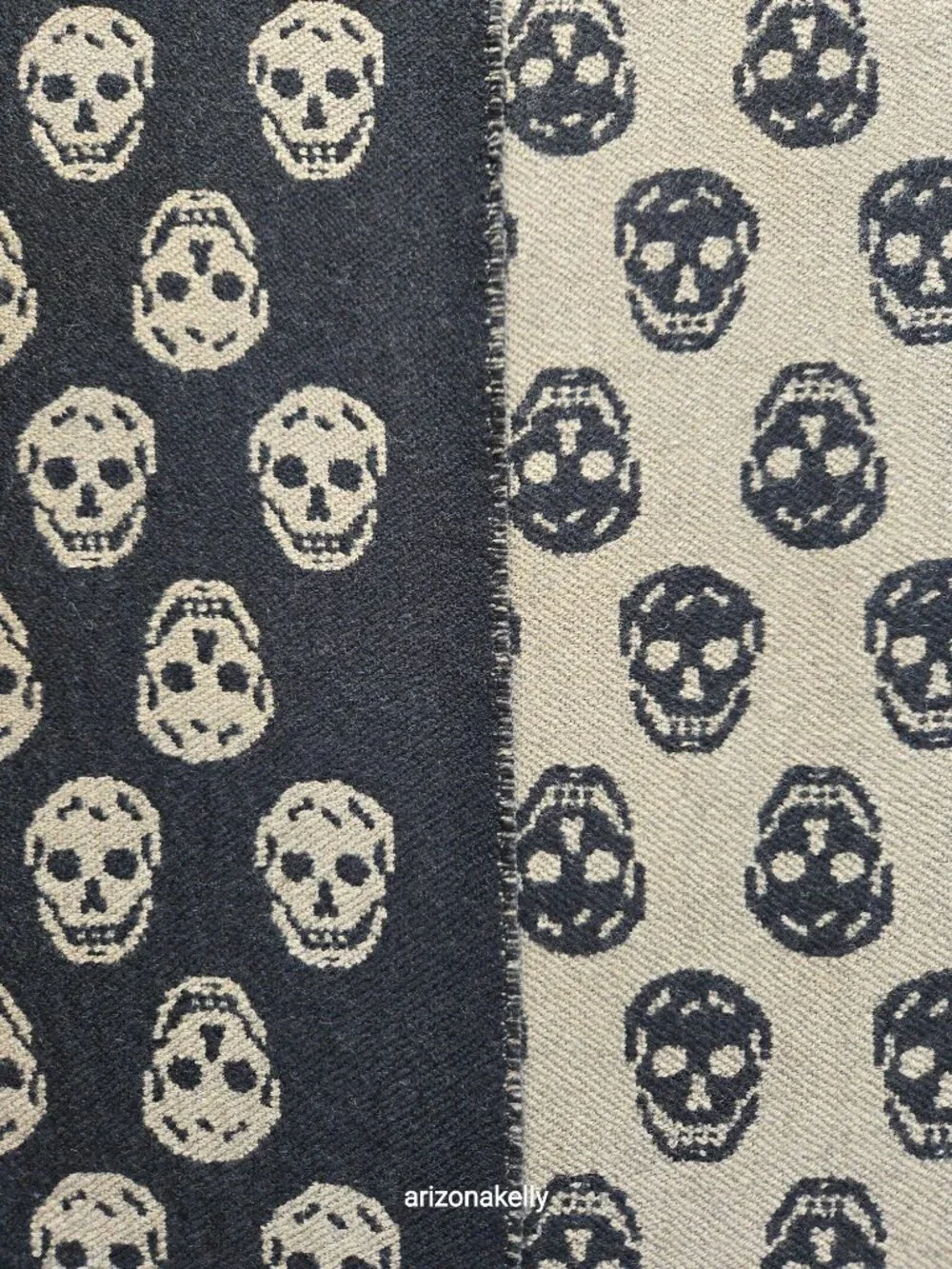 McQueen Wool Skull Scarf Jacquard Black & Tan